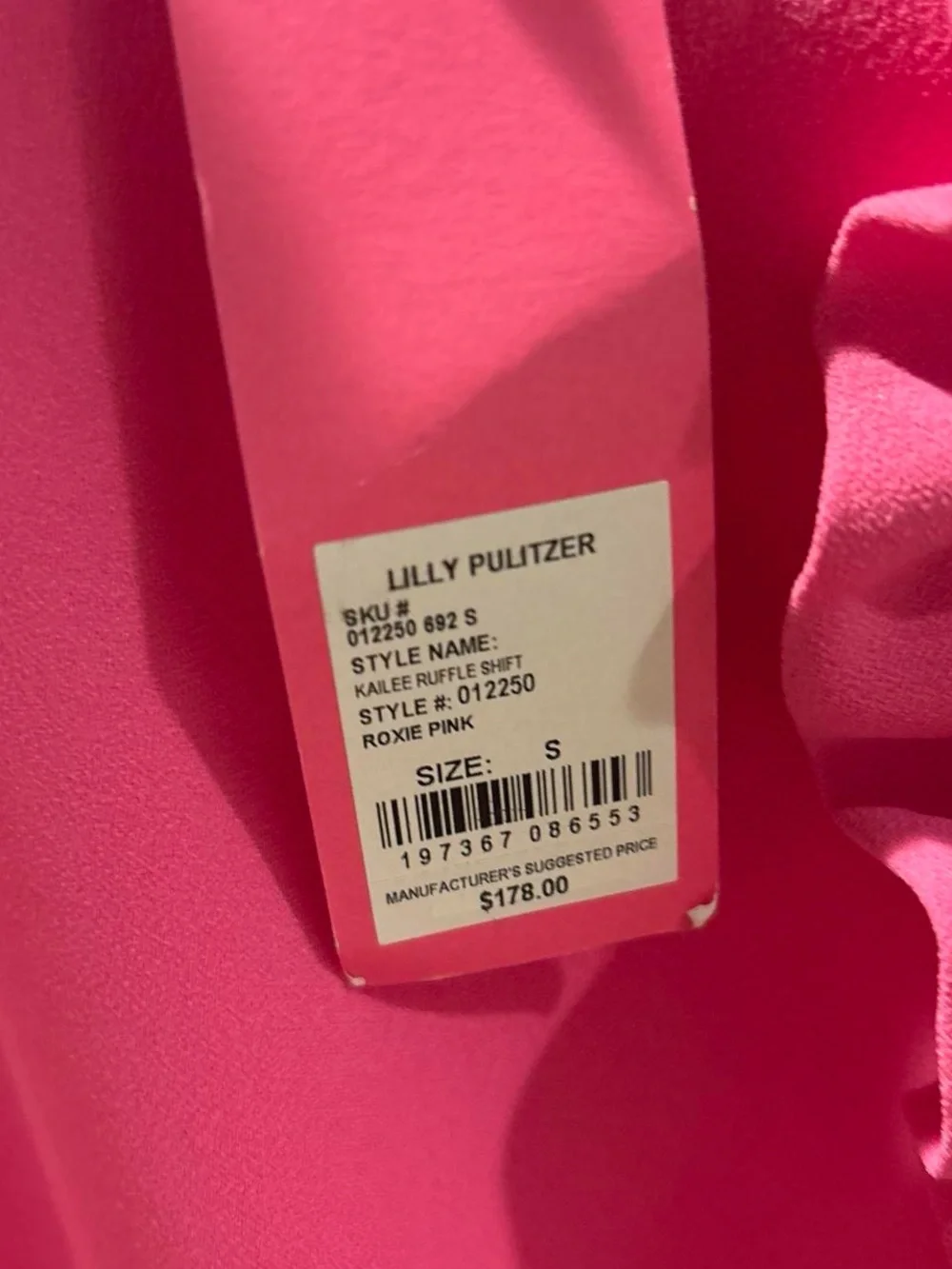 Lilly Pulitzer Bright Hot Pink Ruffle Sleeve Shift Dress - Picture 3 of 4